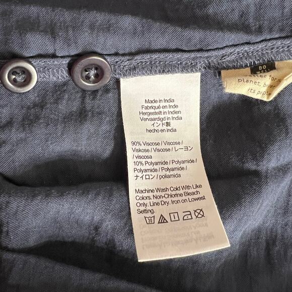 Madewell Womens Peplum Top V Neck Button Down Puffed Short Sleeves Navy Blue XXL - Picture 8 of 8